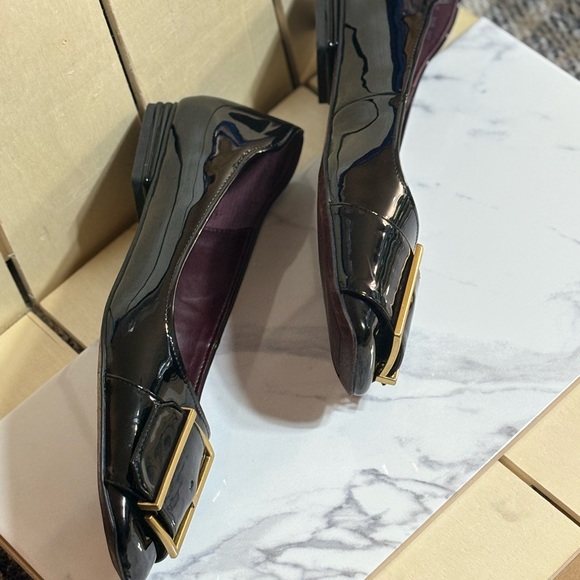 Franco Sarto Black Flats with Gold Buckle - Picture 6 of 10